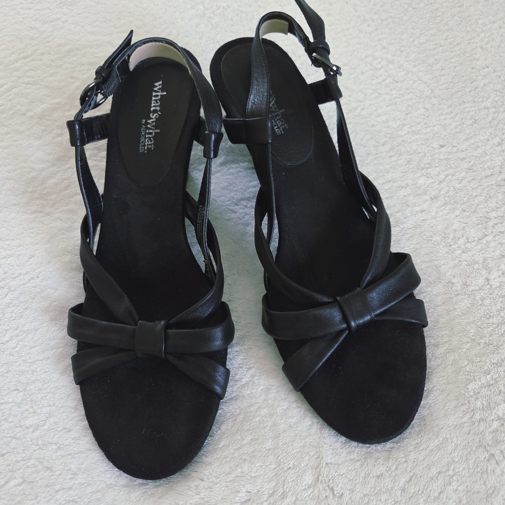 Vintage!!! Aerosoles ✨️ Black Leather Women's Sandals Size 9.5